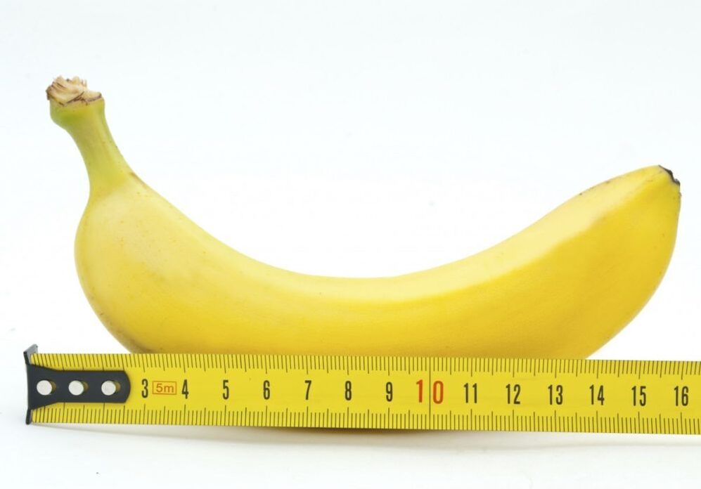 measuring penis size on the example of a banana